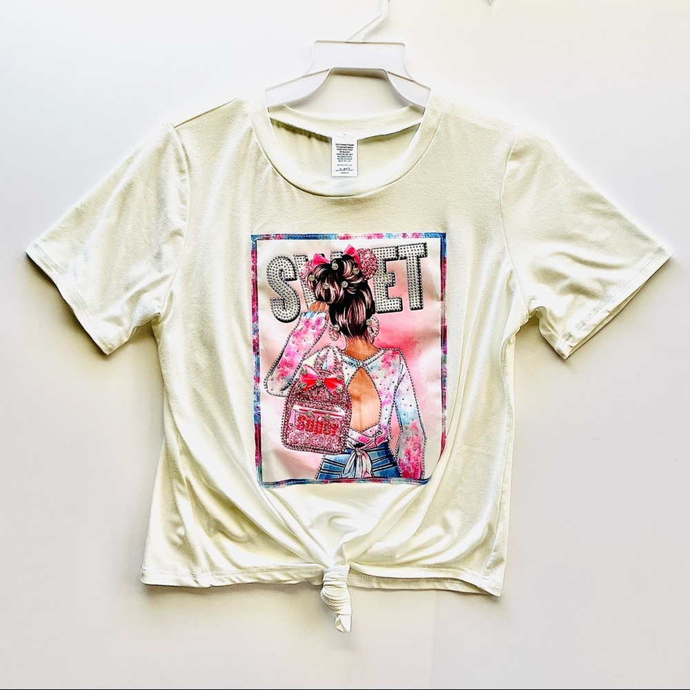 Rhinestones Sweet Girl Ladies Tee